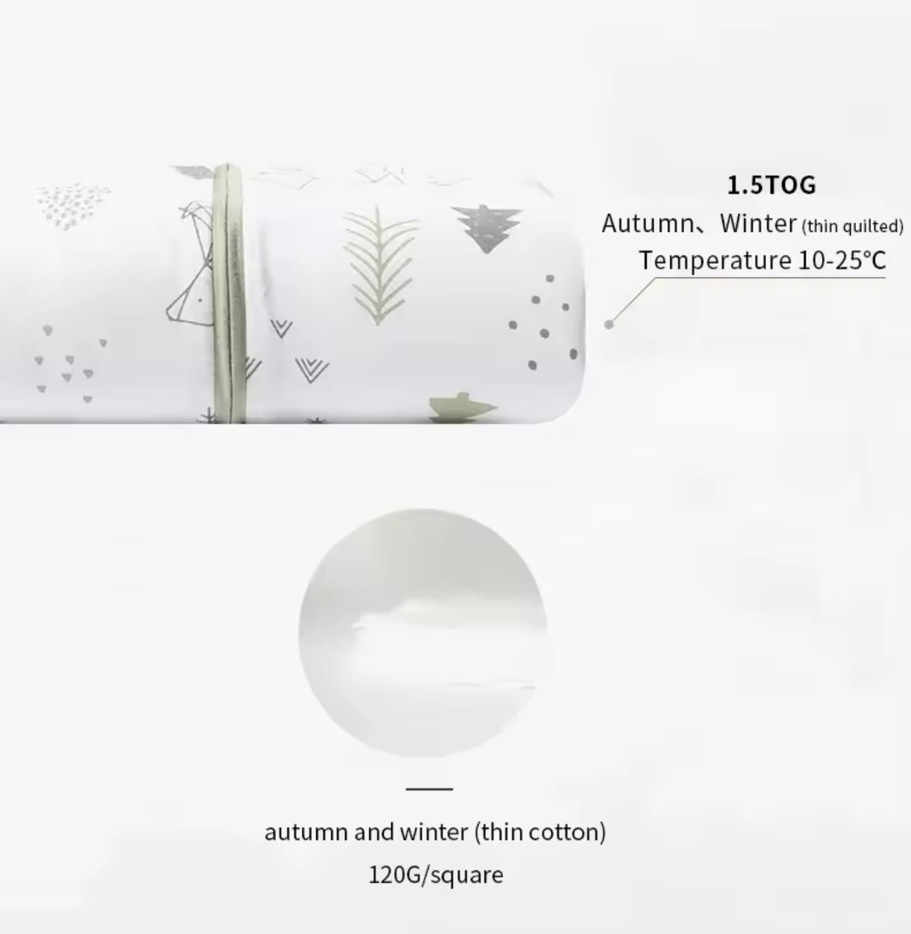 Newborn Baby 100% Organic Cotton Sleep sac - 1.5 Tog Hippo Boutique