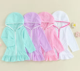 Toddler Hooded Swimsuit Cover Up Zip Up Dress Hippo Boutique