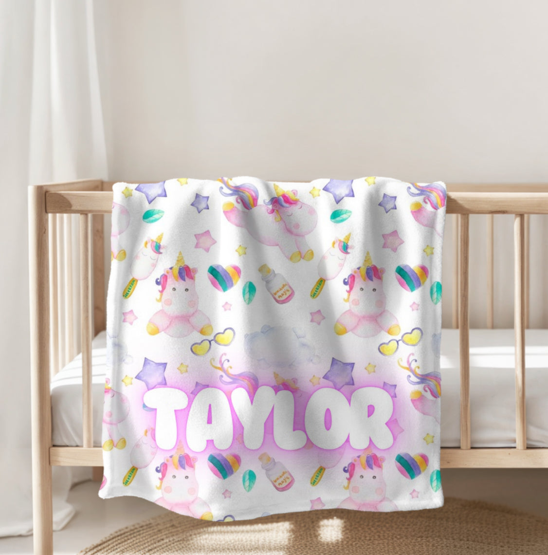Unicorn Baby Name Blanket Custom Hippo Boutique