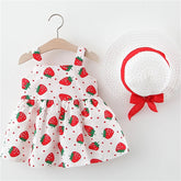 Strawberry Sleeveless Baby Dress with Sun Hat Hippo Boutique