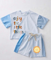 Enjoy the little things Baby and Kids cotton color block t-shirt & shorts outfit Hippo Boutique