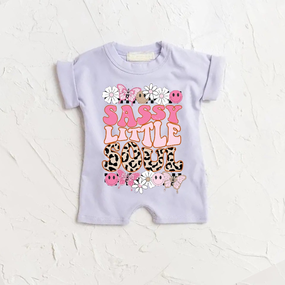 Adorable soft baby girl romper bodysuit with cute floral leopard sassy little soul print. ❤️

Perfect for baby announcements, baby shower gifts, sister matching outfits and everyday wear!