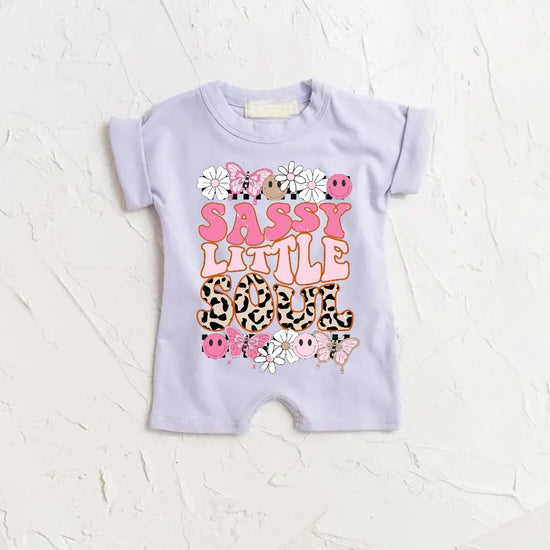 Adorable soft baby girl romper bodysuit with cute floral leopard sassy little soul print. ❤️

Perfect for baby announcements, baby shower gifts, sister matching outfits and everyday wear!