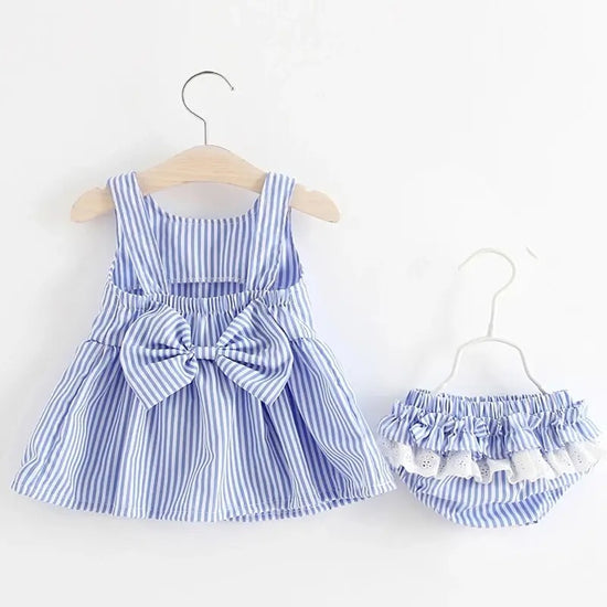 Striped Sleeveless Baby Dress with bummies Hippo Boutique