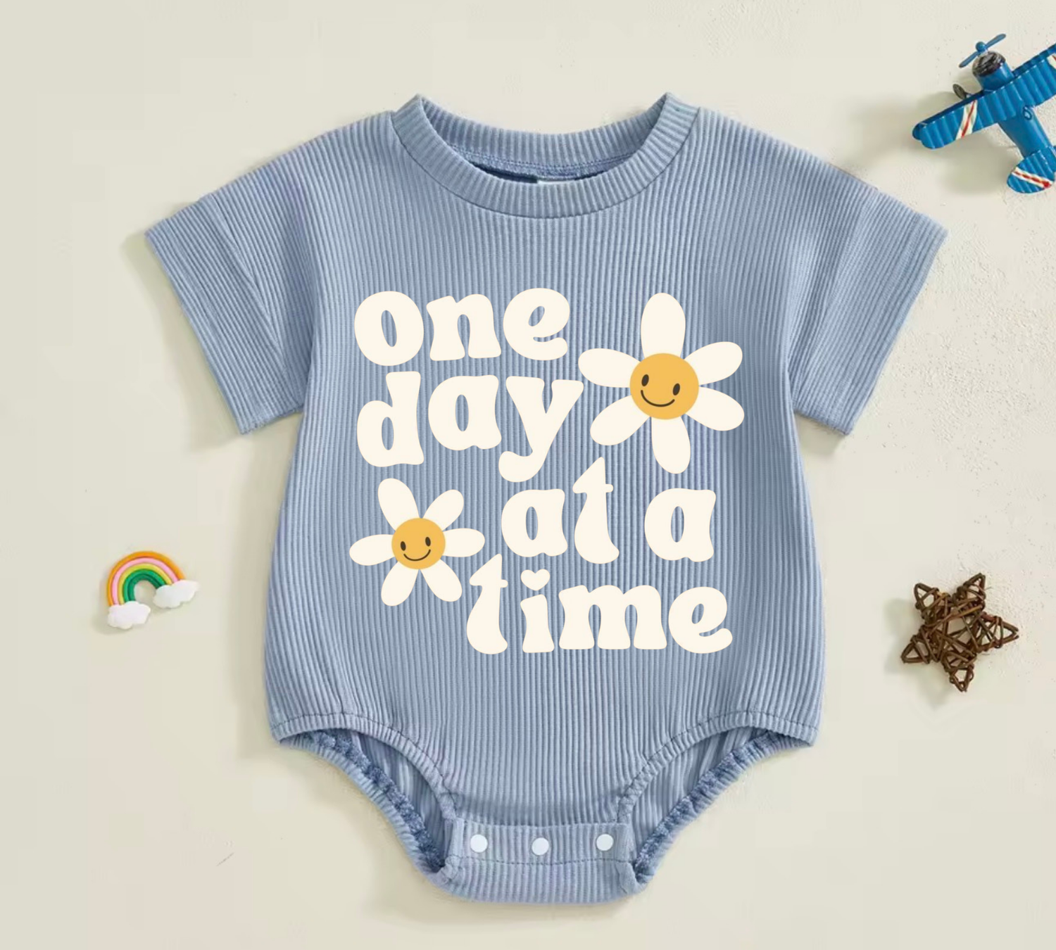 Baby romper tshirt bodysuit - One day at a time Hippo Boutique