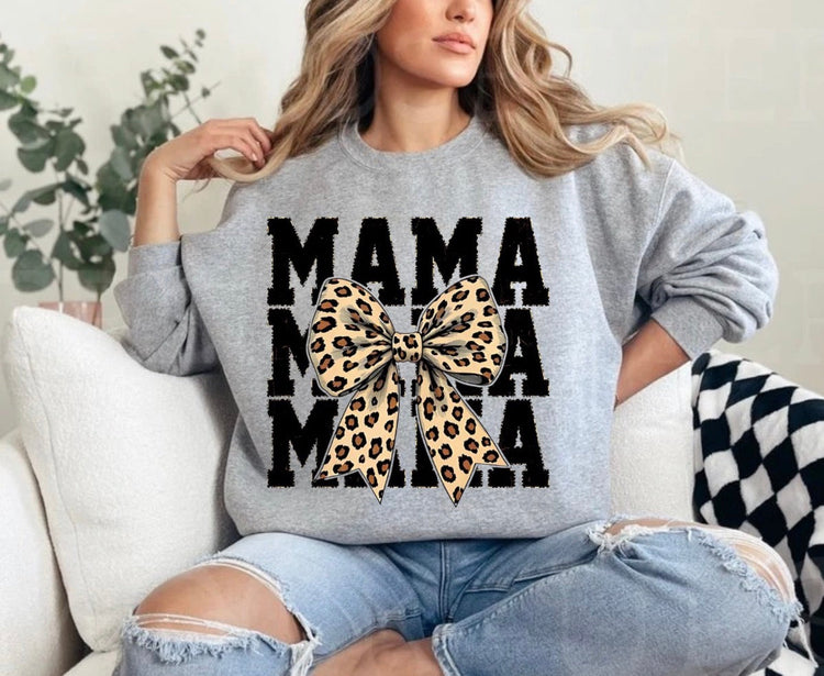 T-Shirts Sweatshirts & Hoodies - Leopard Bow Mama (Copy) Hippo Boutique