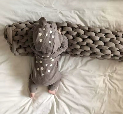 Baby Hooded Deer Print Zip up Romper Hippo Boutique