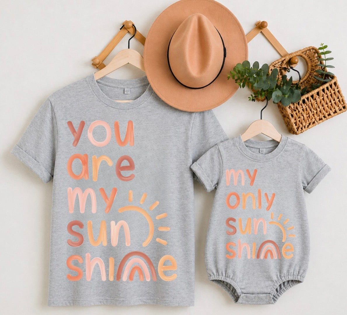 Mama & Mini Matching T-Shirts & Romper - You are my sunshine Hippo Boutique