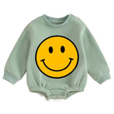 Soft warm fleece Baby Smile Oversized Sweatshirt Romper Hippo Boutique