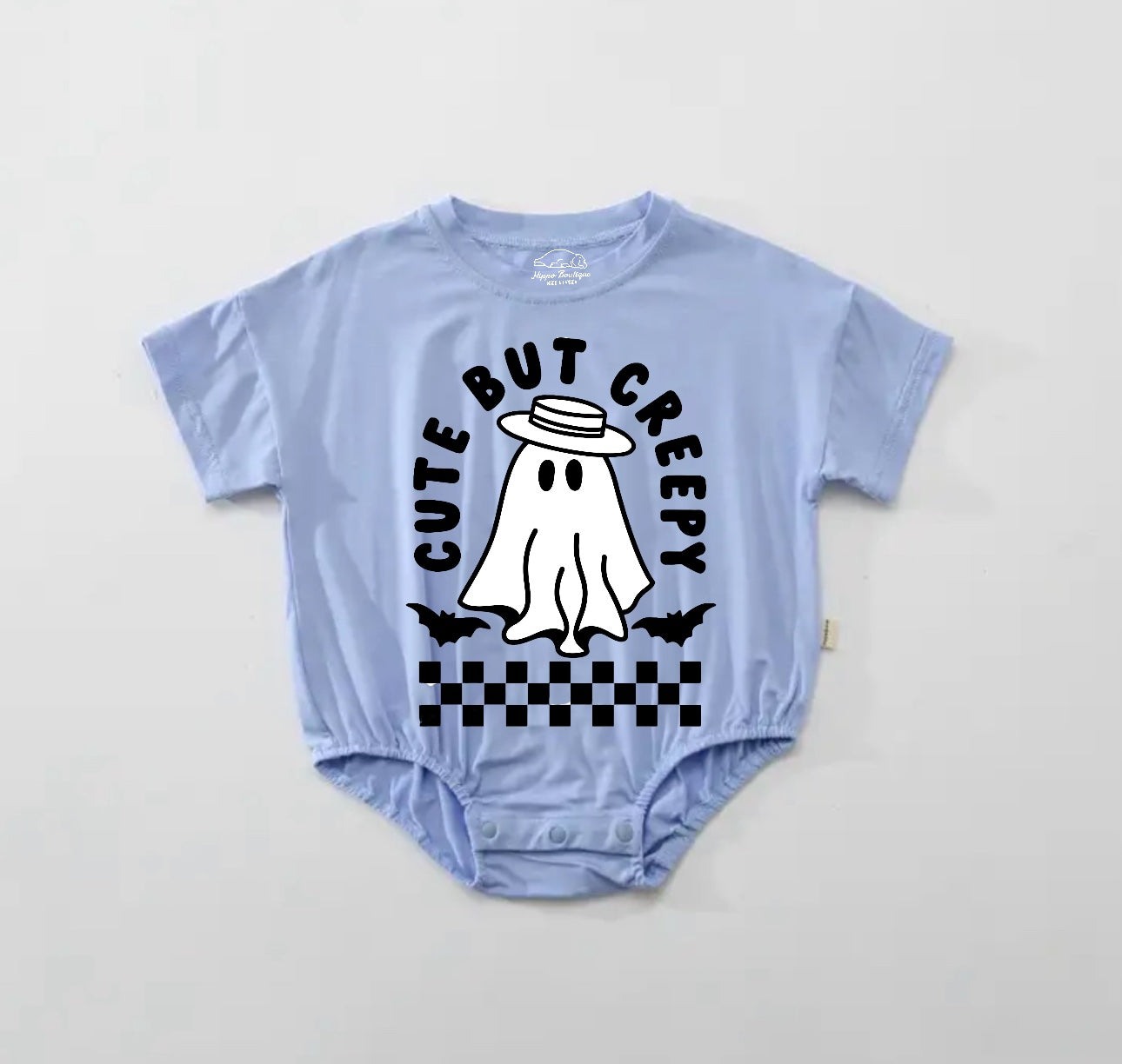 Baby Halloween t-shirt Bubble Romper - Cute but Creepy Ghost Hippo Boutique