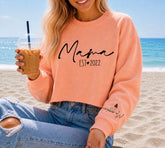 Cropped Sweatshirt - Custom Mama est with kids names Hippo Boutique