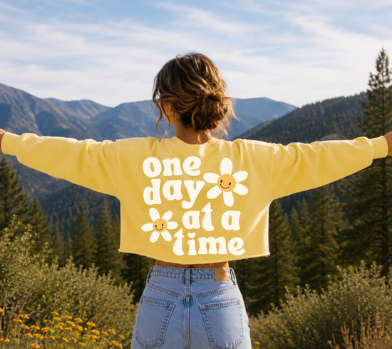 Cropped Sweatshirt - One day at a time Hippo Boutique