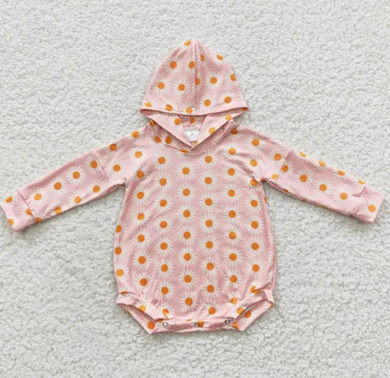 Pink Daisy Hooded Bubble Romper Hippo Boutique