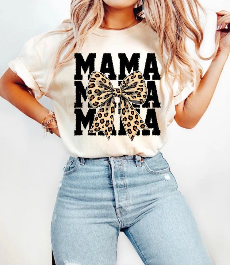 T-Shirts Sweatshirts & Hoodies - Leopard Bow Mama (Copy) Hippo Boutique