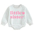 Little Sister Soft warm fleece Baby Oversized Sweatshirt Romper Hippo Boutique
