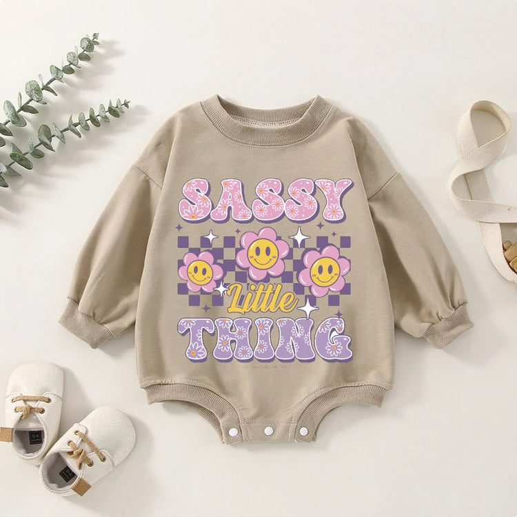 Sassy Lottle Thing Oversized Sweatshirt Romper Hippo Boutique