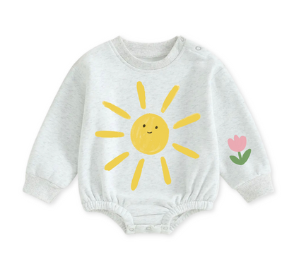 Soft warm fleece oversized Romper - Rainbow Hippo Boutique