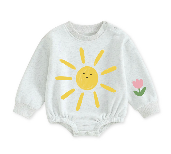 Soft warm fleece oversized Romper - Rainbow Hippo Boutique