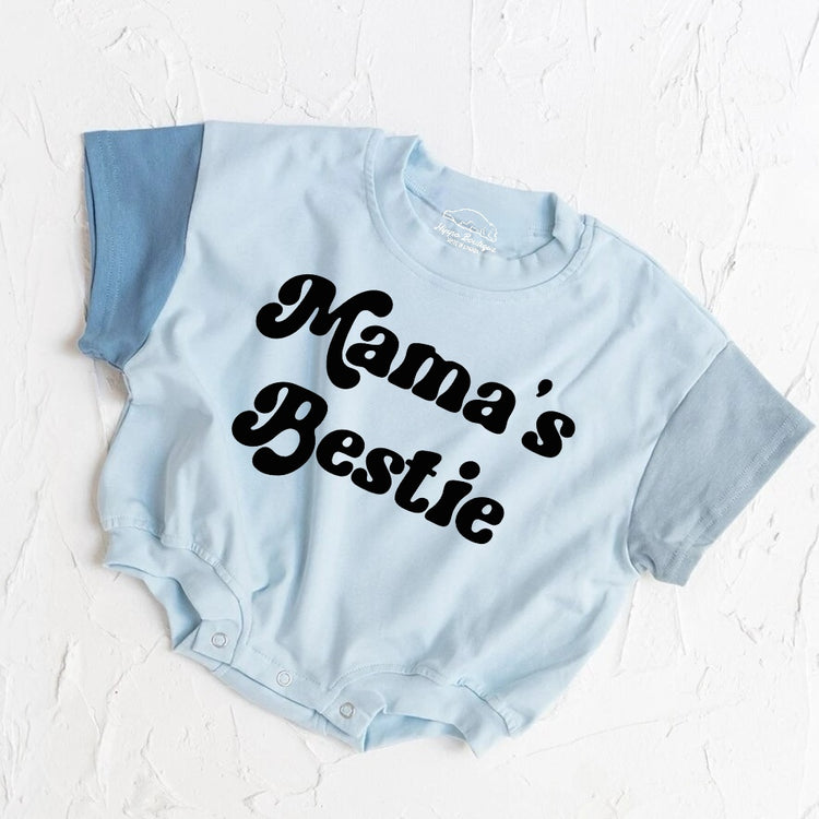 Mama’s Bestie baby Color Block T-Shirt Bubble Romper Hippo Boutique