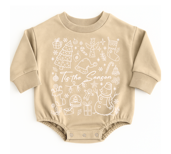 Tie The Season Baby Sweatshirt Bubble Romper Hippo Boutique
