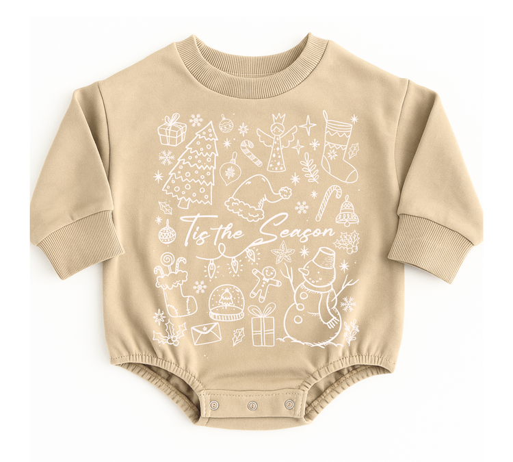 Tie The Season Baby Sweatshirt Bubble Romper Hippo Boutique