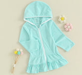 Toddler Hooded Swimsuit Cover Up Zip Up Dress Hippo Boutique