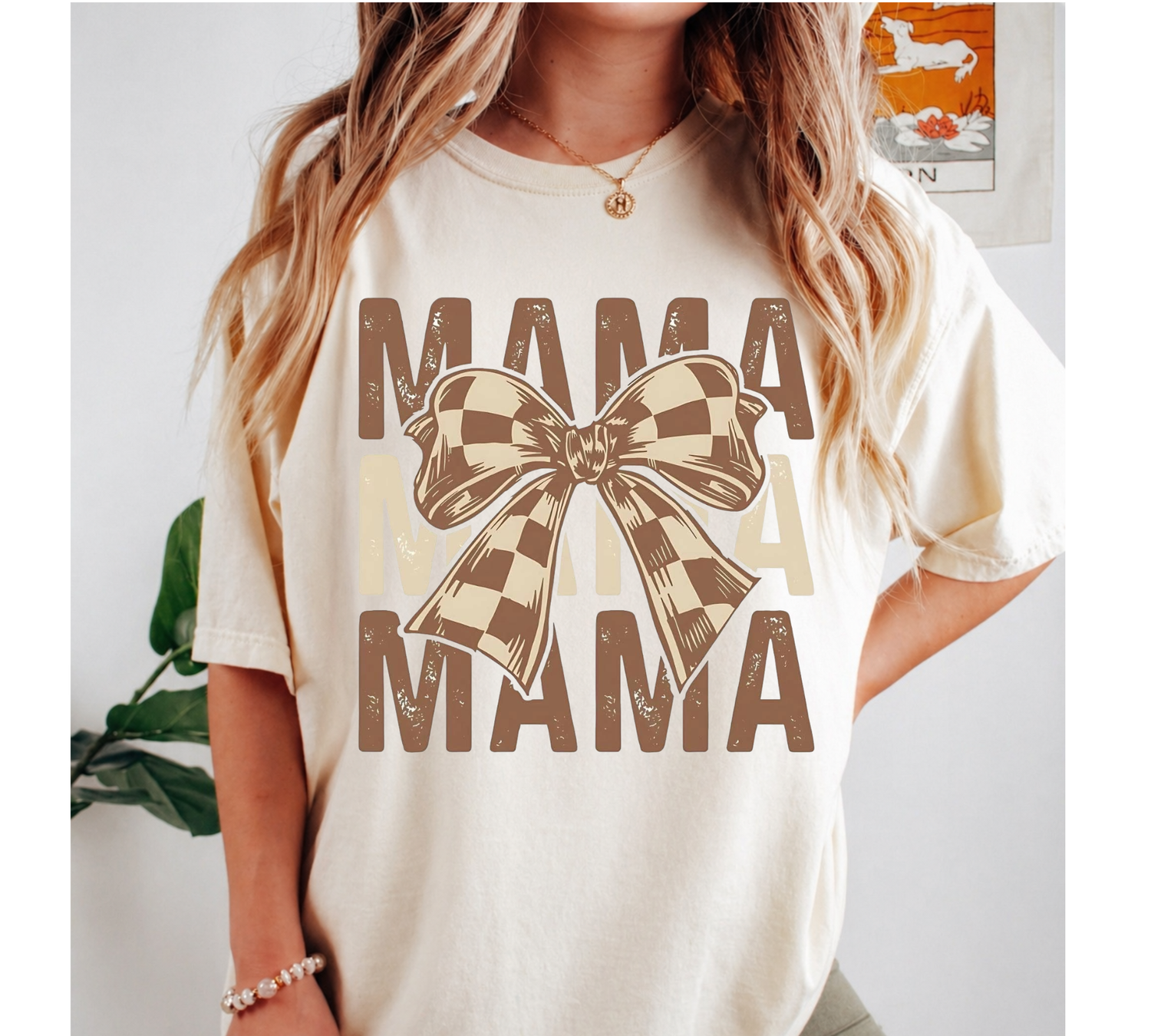 Mama & Mini Matching T-Shirts & Romper - Brown Checkered Bow Hippo Boutique