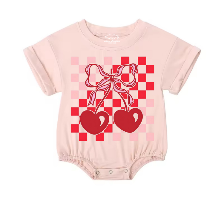 Baby t-shirt Bubble Romper - Sweet Cherry Hippo Boutique