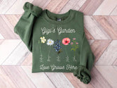 Custom Grandmas Garden Sweatshirt with kids names and birth flowers Hippo Boutique