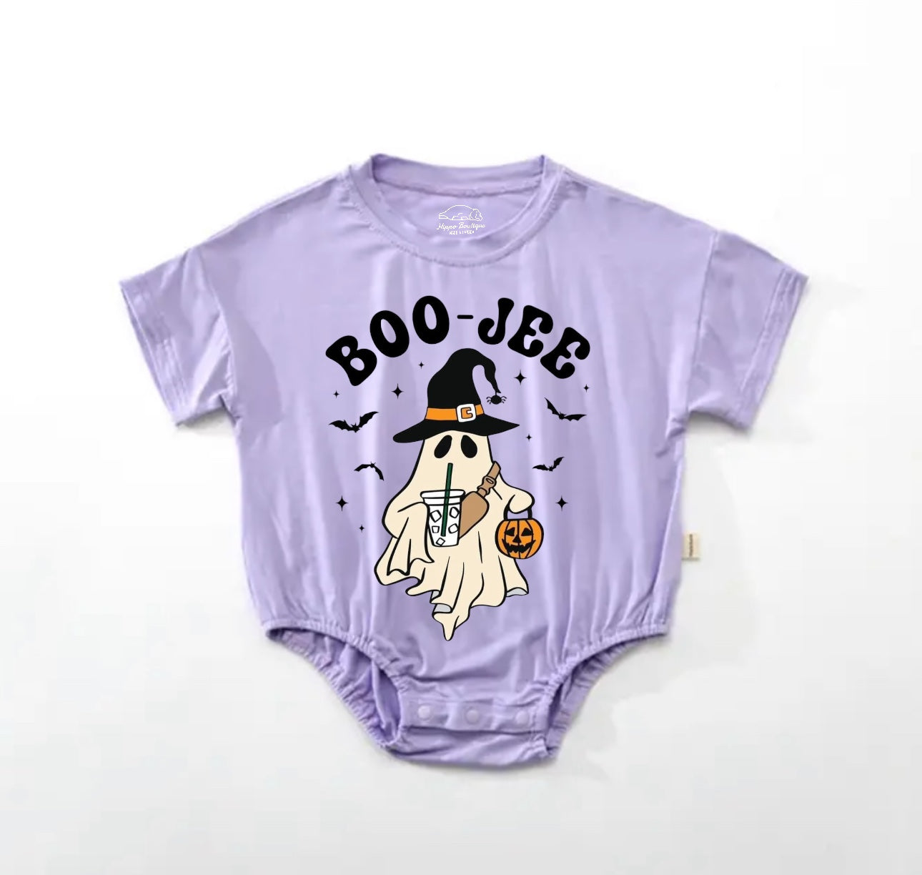 Baby Halloween t-shirt Bubble Romper - Boo Jee Ghost Hippo Boutique