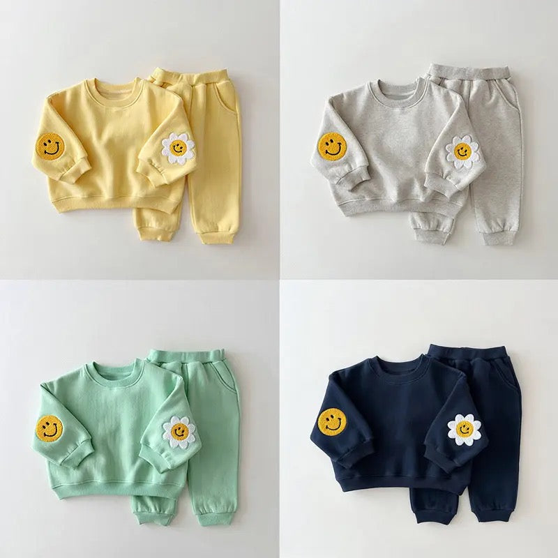 Smile Patch baby & toddler sweatshirt outfit set Hippo Boutique