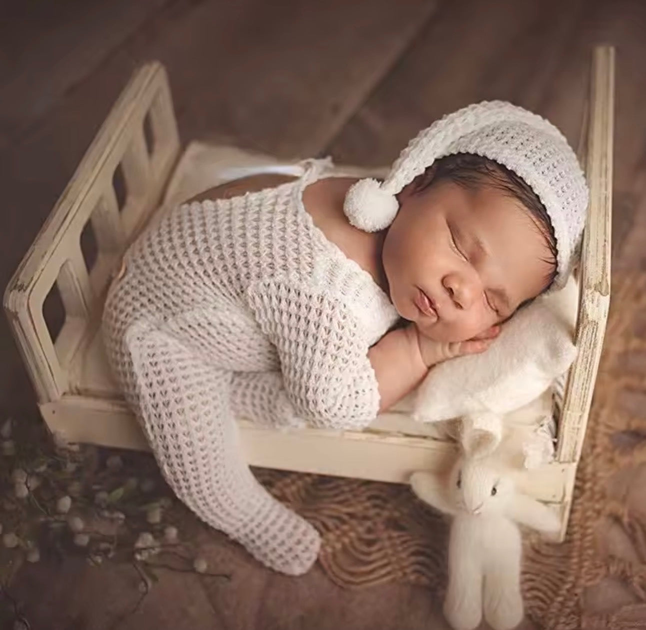 Newborn Waffle Knit Romper & Matching Pom Pom Hat Set – Baby Boy Coming Home Outfit Hippo Boutique
