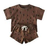 Brown Checkered T-Shirt & Shorts outfit Hippo Boutique
