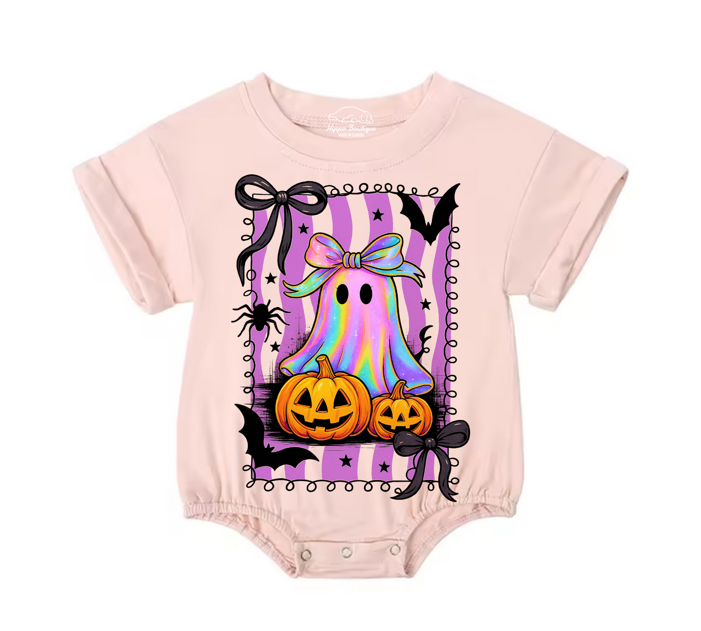 Ghost Coquette Halloween Baby t-shirt Bubble Romper Hippo Boutique