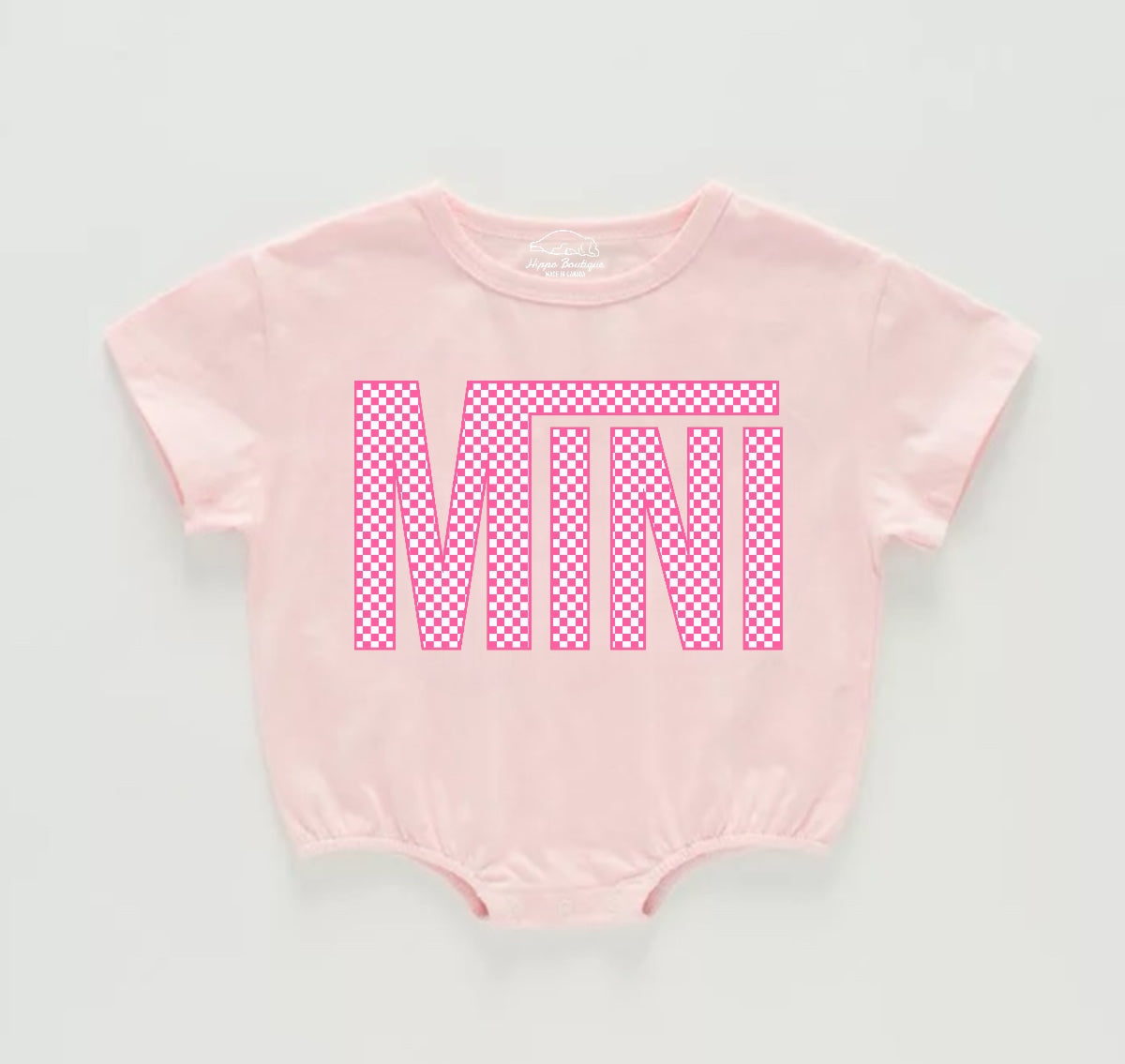 Checkered Mini Baby Girl t-shirt Bubble Romper Hippo Boutique