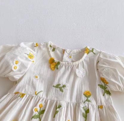 Newborn Baby Embroidered Floral Short Sleeve Romper Hippo Boutique