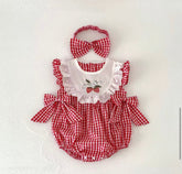 Strawberry Sleeveless Baby Dress with Bows Hippo Boutique