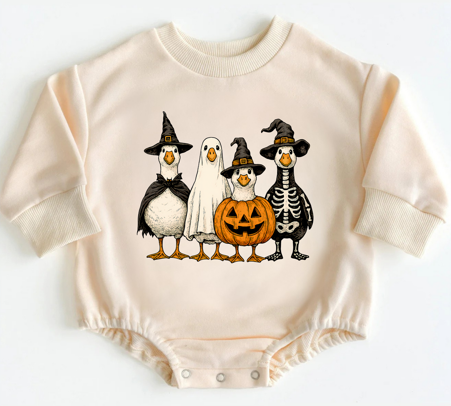 Ducks Halloween Baby Oversized Romper French Terry Hippo Boutique