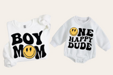 Smile Boy Mom One happy dude Mama & Mini matching Baby Sweatshirt Romper bodysuit & Crewneck Hippo Boutique
