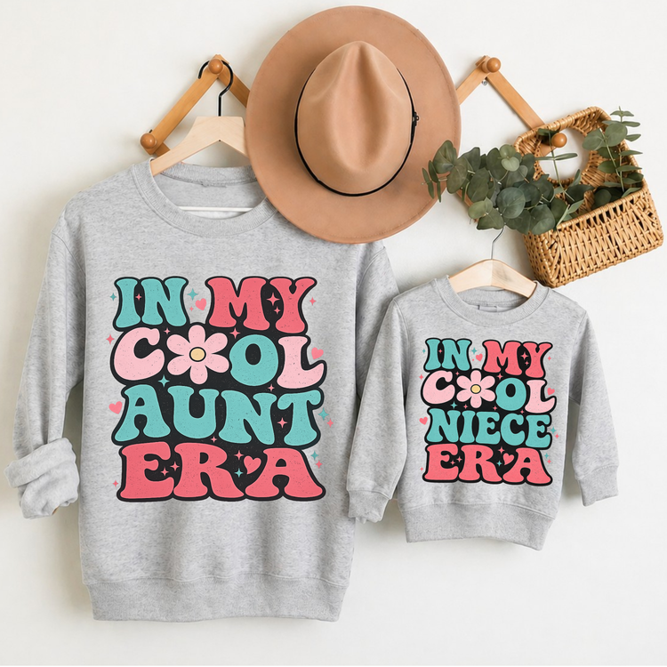 Aunt & Mini Matching Sweatshirts - In my cool Aunt Era Hippo Boutique