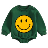 Soft warm fleece Baby Smile Oversized Sweatshirt Romper Hippo Boutique