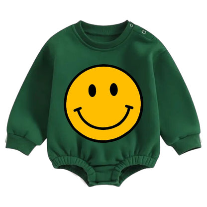 Soft warm fleece Baby Smile Oversized Sweatshirt Romper Hippo Boutique