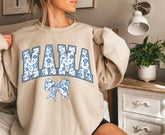 Custom Mama Floral Sweatshirt with children’s name on sleeve Hippo Boutique