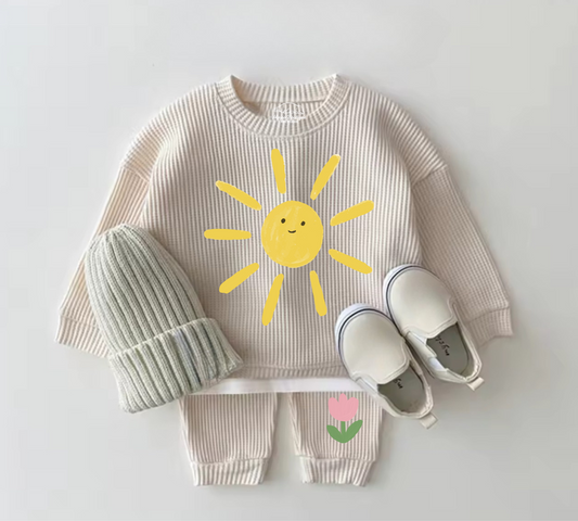 Baby Waffle Knit Jogger Outfit - Ice Cream Hippo Boutique