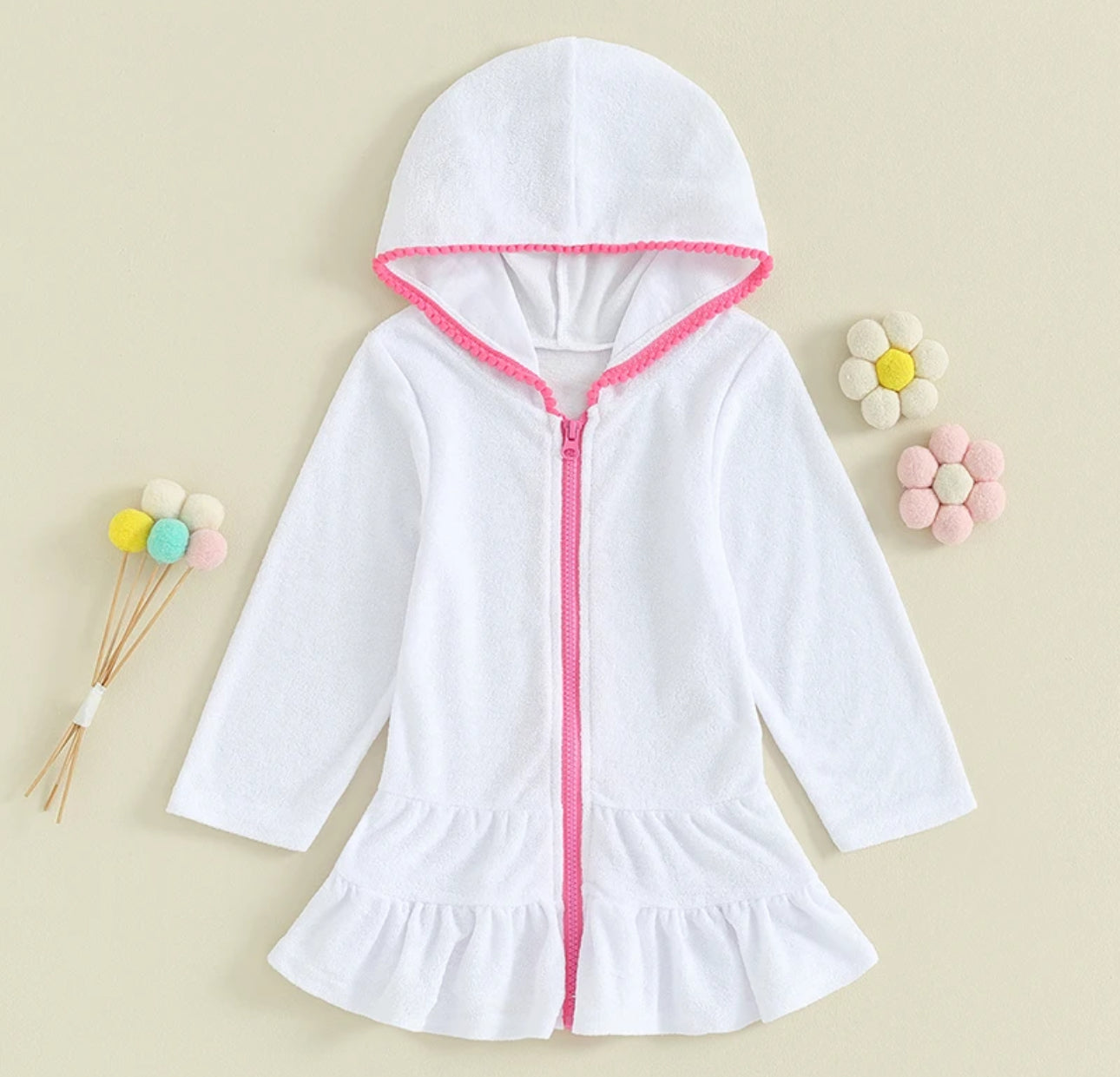 Toddler Hooded Swimsuit Cover Up Zip Up Dress Hippo Boutique