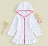 Toddler Hooded Swimsuit Cover Up Zip Up Dress Hippo Boutique