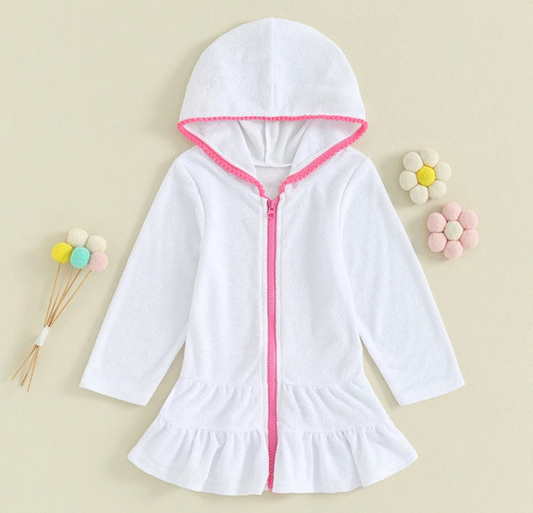 Toddler Hooded Swimsuit Cover Up Zip Up Dress Hippo Boutique