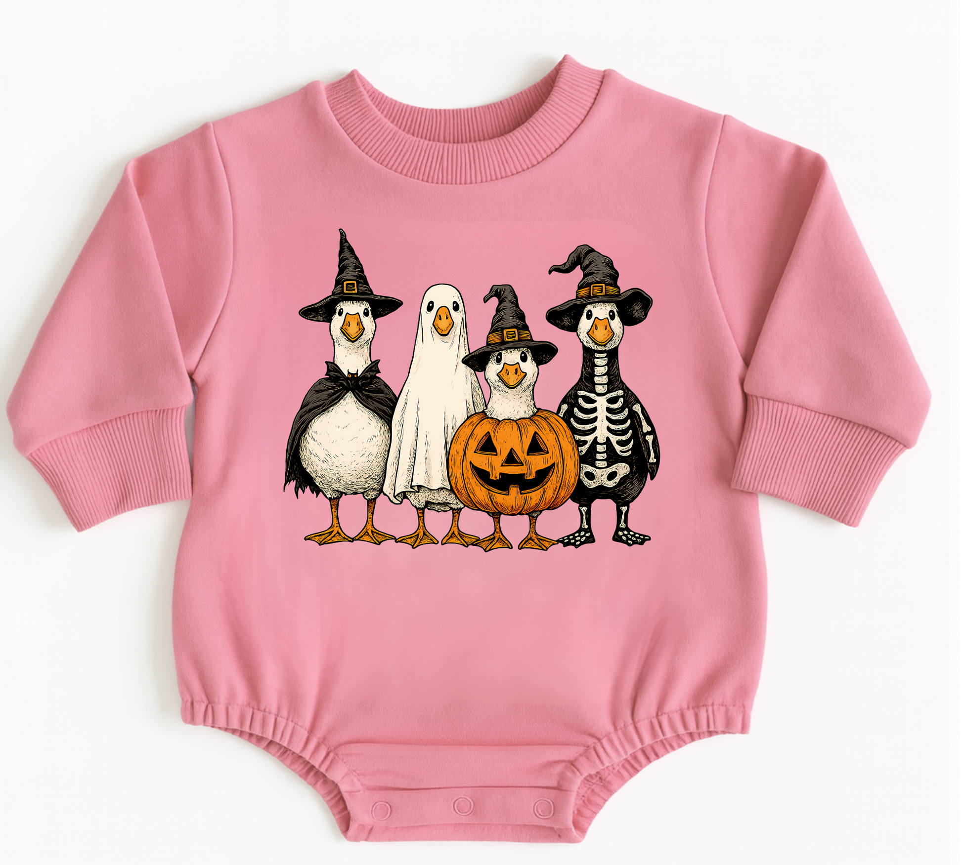 Ducks Halloween Baby Oversized Romper French Terry Hippo Boutique