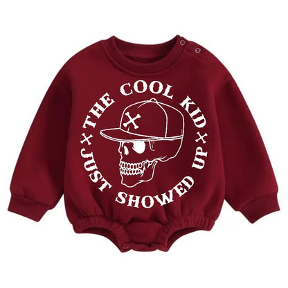 Cool Kid Soft warm fleece Baby Oversized Sweatshirt Romper Hippo Boutique