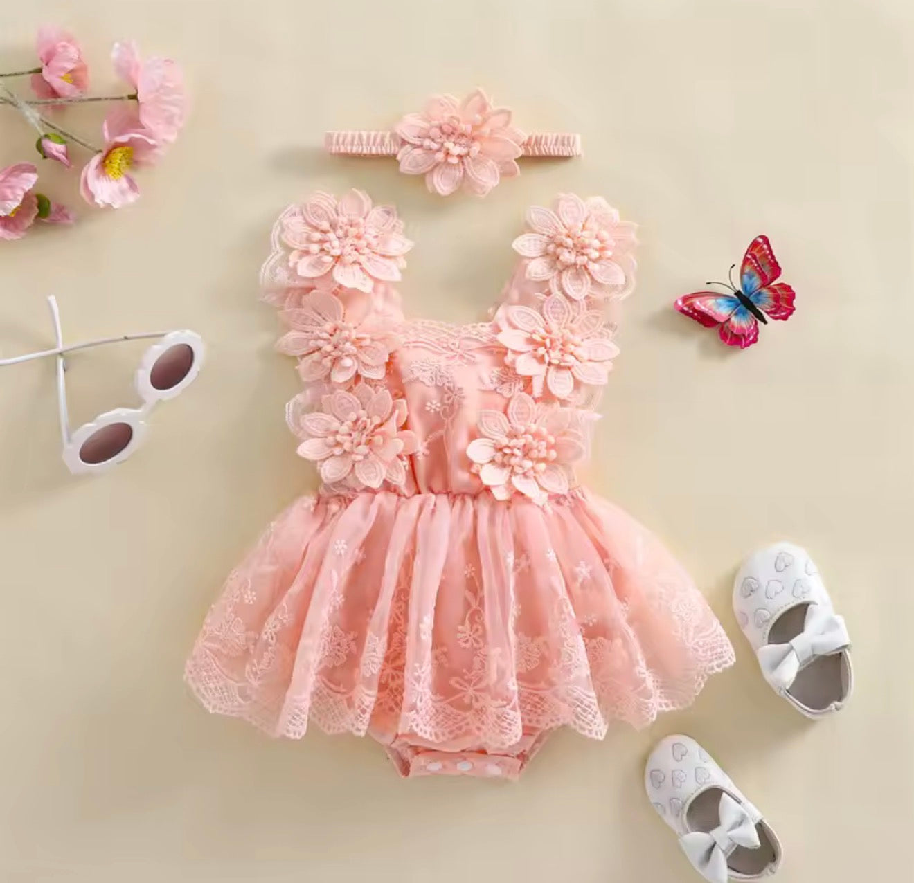 Floral Lace Baby Girl Romper Dress Hippo Boutique